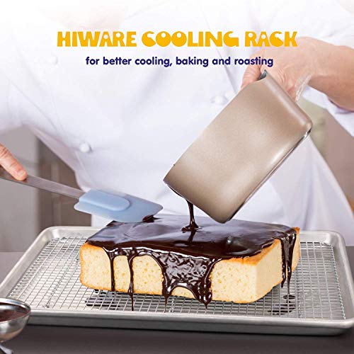 Hiware 2-Pack Cooling Racks for Baking - 10" x 15" - Stainless Steel Wire Cookie Rack Fits Jelly Roll Sheet Pan, Oven Safe for Cooking, Roasting, Grilling
