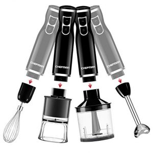 Chefman Electric Spiralizer & Immersion Blender/Vegetable Slicer 6-in-1 Food Prep Combo Kit, Includes 3 Blade Attachments, Zoodle Maker Grate, Ribbon, Spiral, Blend, Chop, and Puree