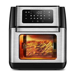 CROWNFUL 10.6 Quart Air Fryer, 10-in-1 Air Fryer Toaster Oven, Convection Roaster with Rotisserie and Dehydrator, Digital LCD Touch Screen, Accessories and Recipe Included
