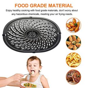 Air Fryer Replacement Parts, 7QT Upgraded Grill Pan Crisper Plate Tray Non-Stick Coating Air Fryer Accessories Rack with Rubber Bumpers for Power XL Gowise and More Air Fryer, Dishwasher Safe