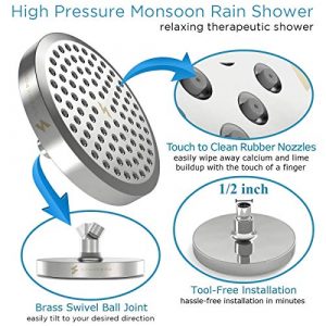SparkPod Shower Head - High Pressure Rain - Luxury Modern Chrome Look - No Hassle Tool-less 1-Min Installation - The Perfect Adjustable Replacement For Your Bathroom Shower Heads