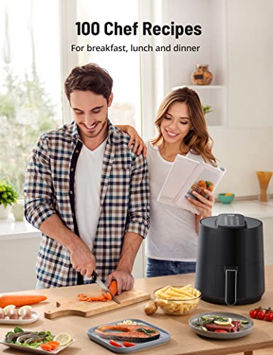 Air Fryer 4 QT Mothers Day Gifts Compact Air Fryers with 100 Recipes Cookbook, 1400W Oil-free Countertop Cooker, One Touch Setting with 11 Cooking Functions