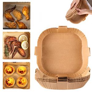 Air Fryer Disposable Paper Liner - 7.9inch Square Non-Stick Parchment Paper Liners, Oil-proof, Water-proof Cooking Baking Roasting Filter Paper for Air Fryers Basket, Microwave Oven, Frying Pan