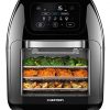 Chefman Multifunctional Digital Air Fryer+ Rotisserie, Dehydrator, Convection Oven, 17 Touch Screen Presets Fry, Roast, Dehydrate & Bake, Auto Shutoff, Accessories Included, XL 10L Family Size, Black