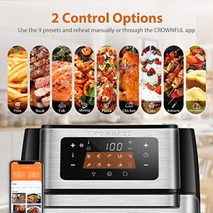 CROWNFUL 19 Quart Air Fryer Toaster Oven(White) & Smart Air Fryer Toaster Oven Combo, 10.6 Quart WiFi Convection Roaster with Rotisserie & Dehydrator