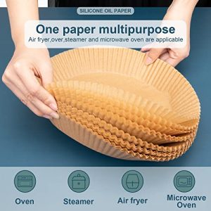 100pcs Air Fryer Disposable Paper Liner, 7.9inch Non-Stick Air Fryer Liners, Parchment Paper for Air Fryer, Baking Paper for Air Fryer Oil-proof, Food Grade Paper Liner for Baking Roasting Microwave