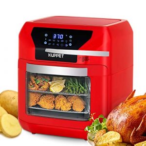 Air Fryer 10QT KUPPET Electric Hot Air Fryer, Roasting, Reheating, Touch Screen Oven Oilless Cooker Extra Large Capacity Nonstick Fry Basket with Additional Accessories, 1700W,Red
