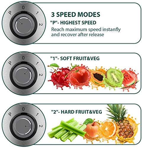 KOIOS Centrifugal Juicer Machines, Juice Extractor with Big Mouth 3” Feed Chute, 304 Stainless-steel Fliter, Best Seller Juicer 2022, High Juice yield, Easy to Clean&100% BPA-Free, 1200W&Powerful, Dishwasher Safe, Included Brush
