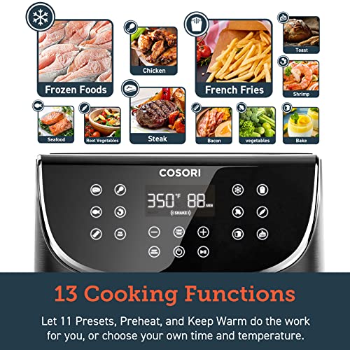 COSORI Air Fryer Oven Combo 5.8QT Max Xl Large Cooker & Air Fryer Accessories, Set of 6 Fit for Most 3.7Qt and Larger Oven Cake & Pizza Pan, Metal Holder, Skewer Rack & Skewers, etc, BPA Free