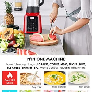 Moongiantgo Professional Cooking Blender for Hot Cold with 13 Presets, 59Oz Glass Jar, 58000RPM High Speed Quiet for Smoothie Shake Soup Ice Red 110V
