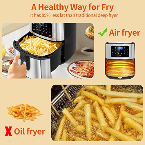 Chainstone Air Fryer, Max XL 6 Quart Electric Hot Oven Oilless Cooker, Multifunctional Digital Air Fryer with 7 Presets LCD Touch Panel and Nonstick Basket