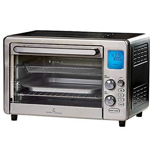 Emeril Lagasse Power Air Fryer 360 Max XL Family Sized Better Than Convection Ovens Replaces a Hot Air Fryer Oven, Toaster Oven, Rotisserie, Bake, Broil, Slow Cook, Pizza, Dehydrator & More. Emeril Cookbook. Stainless Steel. (MAX 15.6” 19.7” x 13”)