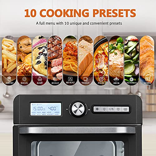 CROWNFUL 19 Quart Air Fryer Toaster Oven (Black) & Smart Air Fryer Toaster Oven Combo, 10.6 Quart WiFi Convection Roaster with Rotisserie & Dehydrator