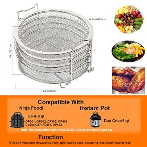 Kispog Dehydrator Rack For Ninja Foodi 6.5 & 8 qt, Instant Pot Duo Crisp 8 qt. Food Grade Stainless Steel