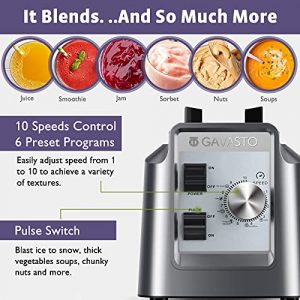 GAVASTO Blender, 1800 Peak Watts Professional Blenders for Shakes and Smoothies, Frozen Drinks, Ice Crush, with 68 Oz Cup and Cleaning Brush, Easy to Clean