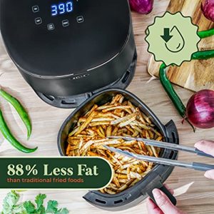 BELLA 2.9QT Touchscreen Air Fryer, No Pre-Heat Needed, No-Oil Frying, Fast Healthy Evenly Cooked Meal Every Time, Dishwasher Safe Non Stick Pan and Crisping Tray for Easy Clean Up, Matte Black