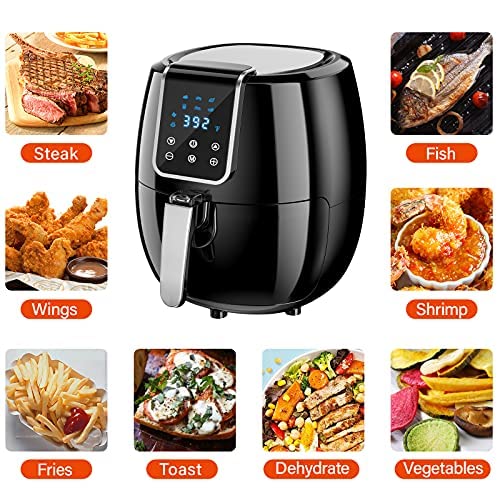 6-in-1 Air Fryer, 7 Quart Smart Electric Hot Airfryer Oven Oilless Cooker, 1800W Large Capacity Multifunction Health fryer with LCD Digital Screen and Nonstick Frying Pot, ETL/UL Certified