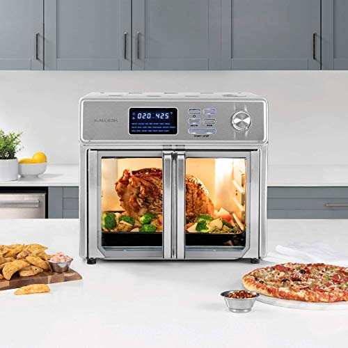 Kalorik 26 QT Digital Maxx Air Fryer Oven, Includes Cookbook. Sears up to 500 degrees F, Stainless Steel (Renewed)
