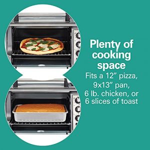 Hamilton Beach Sure-Crisp Air Fryer Countertop Toaster Oven, 6 Slice, Fits 12” Pizza, 1500W, Easy-Reach Access Door, Powerful Circulation, Grey (Renewed)