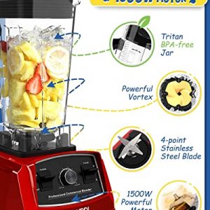 CRANDDI Professional Blender,1500 Watt Commercial Blenders for Kitchen with 70oz BPA-Free Pitcher and Self-Cleaning, Countertop Blenders for Shakes and Smoothies, Build-in Pulse, YL-010-R