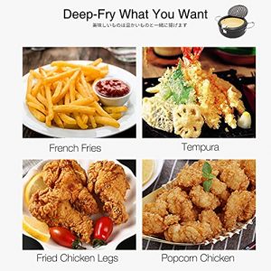 Japanese Deep Fryer Pot for Home by Cyrder, 9.5inch with Thermometer and Lid, High Temperature-Resisting Nonstick Coating with Oil Filtration, Fried tempura/chicken/fish/shrimp/meat ball, Easy Clean