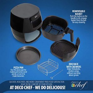 Deco Chef 5.8QT (19.3 Cup) Digital Electric Air Fryer with Accessories and Cookbook- Air Frying, Roasting, Baking, Crisping, and Reheating for Healthier and Faster Cooking (Black)