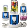 GREECHO Cordless Personal Blender For Shakes And Smoothies, 3-in-1 Single Serve Blender, Dual-Connector Shake Blender & Food Chopper, Rechargeable Personal Blender For Shakes And Smoothies, Teal Blue