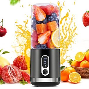 chalvh Portable Blender, 15.2 Oz Personal Blender for Shakes and Smoothies, Fruit Juice Mixer Rechargeable with USB C, Six 3D Blades Mini Blender for Sports, Office, Travel, Gym, and Outdoors(Black)