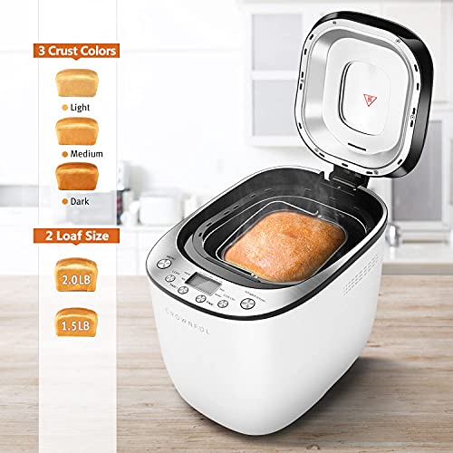 CROWNFUL Automatic Bread Machine 2LB Programmable Bread Maker with Nonstick Pan and 12 Presets, 1 Hour Keep Warm Set , 2 Loaf Sizes, 3 Crust Colors & 19 Quart/18L Air Fryer Toaster Oven