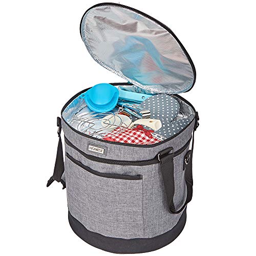HOMEST 2 Compartments Carry Bag for 6 Quart Instant Pot, Pressure Cooker Travel Tote Bag Have Accessory Pockets for Spoon, Measuring Cup, Steam Rack, Insulated Carrier with Easy to Clean Lining, Grey