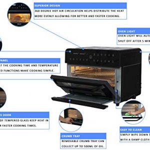 Homewell XL Large Air Fryer Convection Oven 26QT Capacity 1800W Electric Oil-less Cooker with Digital Touchscreen & 12 Cooking Functions