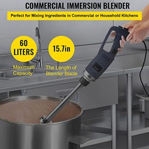 VBENLEM Commercial Immersion Blender 350W Power, Hand Held Mixer with 15.7-Inch 304 Stainless Steel Removable Shaft, Electric Stick Blender Constant Speed 16000RPM