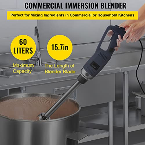 VBENLEM Commercial Immersion Blender 350W Power, Hand Held Mixer with 15.7-Inch 304 Stainless Steel Removable Shaft, Electric Stick Blender Constant Speed 16000RPM