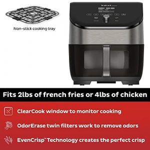 Instant Vortex Plus 6 Quart 6-in 1 Air Fryer with ClearCook™ Easy View Windows and OdorErase™ Built-in Air Filters, Air Fry, Roast, Broil, Bake, Reheat, Dehydrate, 1700W, Stainless Steel