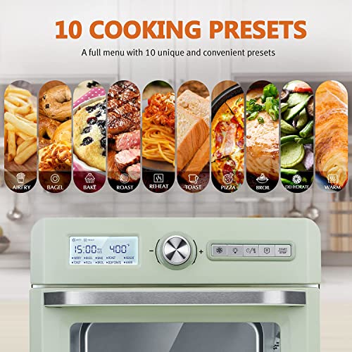 CROWNFUL 19 Quart/18L Air Fryer Toaster Oven, Convection Roaster with Rotisserie & Dehydrator, 10-in-1 Countertop Oven, Original Recipe and 8 Accessories Included, UL Listed（Green&Red)