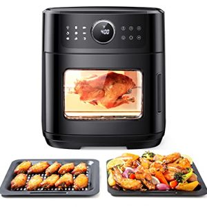 Air Fryer Toaster Oven Combo 13 qt Large Air Fryers Toaster Oven with 50 Recipes Pizza Chicken Dessert , One Touch Setting Cooker with 11 Cooking Functions and Voice Reminder, Dishwasher Safe