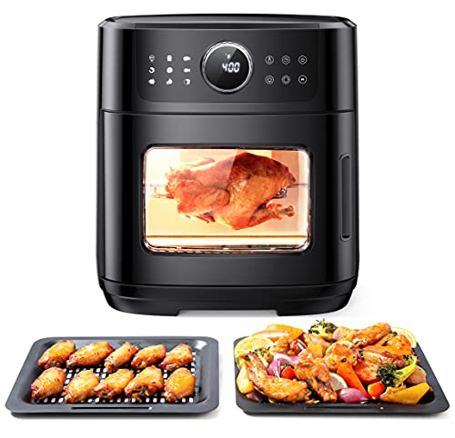 Air Fryer Toaster Oven Combo 13 qt Large Air Fryers Toaster Oven with 50 Recipes Pizza Chicken Dessert , One Touch Setting Cooker with 11 Cooking Functions and Voice Reminder, Dishwasher Safe