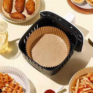 80PCS Air Fryer Disposable Paper Liner, 7.9 inch Non-Stick Water-Proof Parchment Sheets Paper, Airfryer Liners Round for Baking Roasting Microwave Ovens