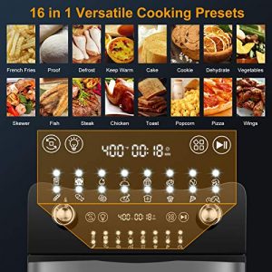 Fynllur Air Fryer Oven XL 14.7 Quarts 1800W Toaster Oven 16-in-1 Oilless Cooker with LED Digital Touchscreen Countertop Oven Rotisserie Dehydrator Defrost Auto Shutoff 9 Accessories，ETL Certified