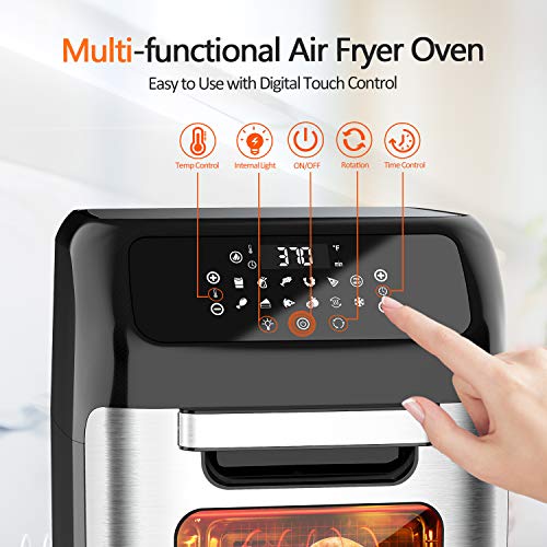whall Air Fryer, 13QT Air Fryer Oven, Family Rotisserie Oven, 1700W Electric Air Fryer Toaster Oven, Tilt led Digital Touchscreen, 12-in-1 Presets for Baking, Roasting, with Accessories (13.0QT)