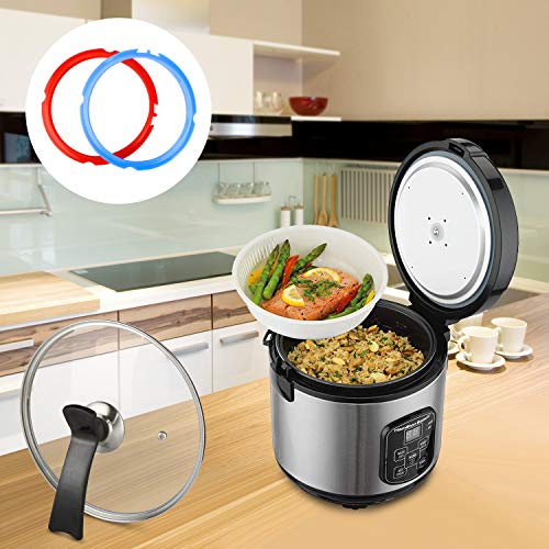 Cooking Accessories Set Compatible with Instant Pot Accessories 8 Qt Only, 8 Quart Accessory Kit with 2 Baskets Glass Lid Silicone Sealing Rings Springform Pan Cookbook