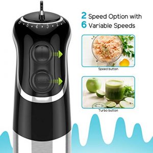 FIMEI Hand Blender, Electric Hand Mixer [360-degree Installation], 5-in-1 Immersion Blender with Whisk, 500ml Food Chopper, 700ml Beaker, Masher, Stepless Speed and Turbo Setting