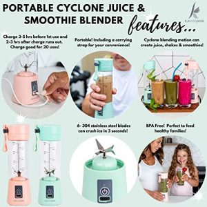 Portable Blender for Shakes and Smoothies – Rechargeable 15.5-Oz Fusion Blender & Portable Juicer Comes with Carry Strap, USB Cable, 2 Reusable Straws, 1 Straw Cleaner & 1 Bottle Cleaner, (Obsidian Black)