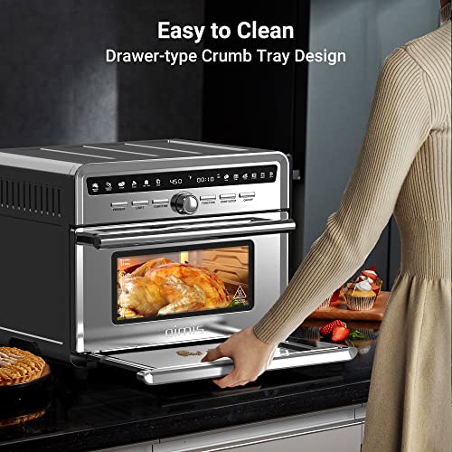 OIMIS Smart Air Fryer Oven,26.5qt Large Countertop Oven,Stainless Steel Air Fryer with Dehydrator,7 Accessories(Recipes Included),ETL certified,Manufacturer,Silver