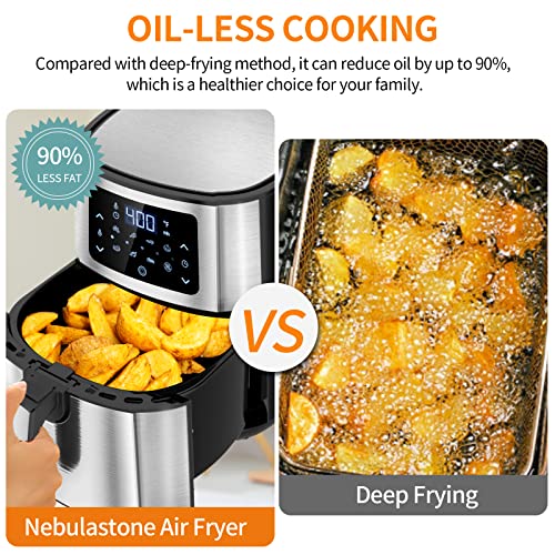 Air Fryer, Moochain XL 6 Quart Electric Hot Oilless Oven with LCD Touch Screen has 8 Cooking Presets, Adjustable Time and Temperature, Non-stick Basket Easy Clean, ETL Certified (72 Recipe Included)