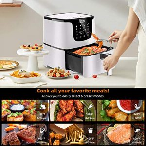 Ultima Cosa Air Fryer, 5.8QT Oil Free XL Electric Hot Air Fryers Oven, Programmable 9-in-1 Cooker with Preheat & Dryout,1700W … (5.8QT, White)