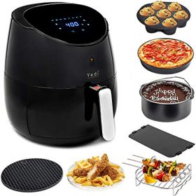 Yedi Total Package Air Fryer, 4 Quart, Deluxe Accessory Kit, Recipes, Black