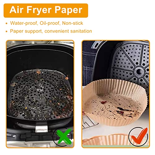 Air Fryer Disposable Paper Liner, 100PCS Non-Stick Air Fryer Liners, Oil-proof, Water-proof Parchment Paper, Round Cooking Baking Paper for Air Fryer Baking Roasting Microwave (6.3 inch, Natural)