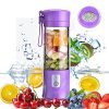 USB Electric Safety Juicer Cup,Fruit Juice Mixer, Blender, Mini Portable Rechargeable Juicing Mixing Crush Ice and Blender Mixer 350-420ml Water Bottle (Purple)