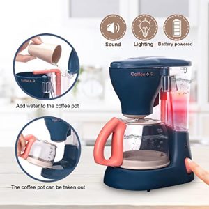 TAKIHON Kitchen Appliances Toy,Pretend Play Kitchen Set with Realistic Sound and Light,Coffee Maker Machine,Blender,Mixer Play Kitchen Accessories for Kids,Toddlers,Boys,Girls
